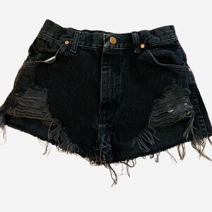 Furst of a Kind LF Wrangler Black Distressed Denim Shorts (10)